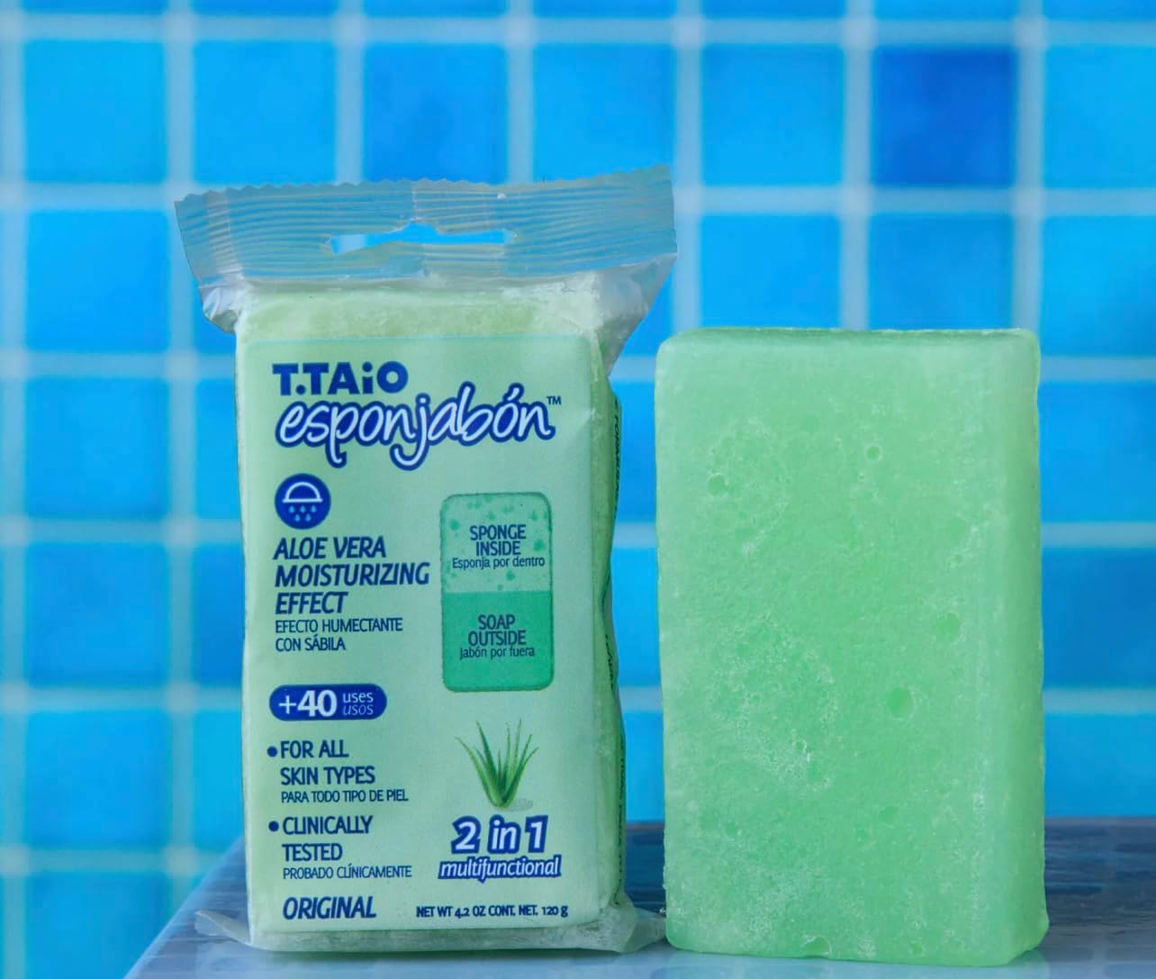 Esponjabon con Aloe Vera (Sábila): Exfoliante e Hidratante, 1 Unidad