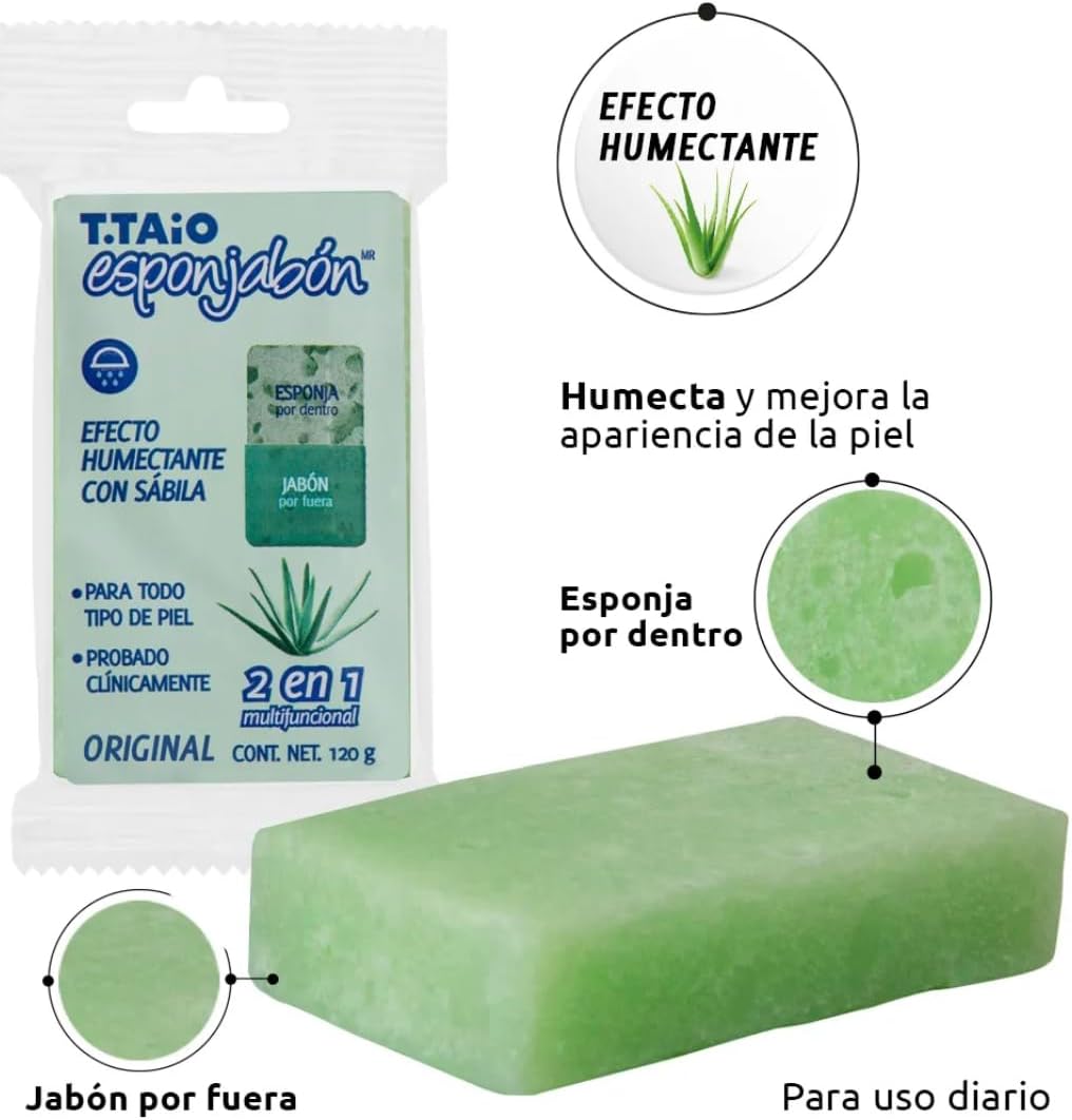 Esponjabon con Aloe Vera (Sábila): Exfoliante e Hidratante, 1 Unidad