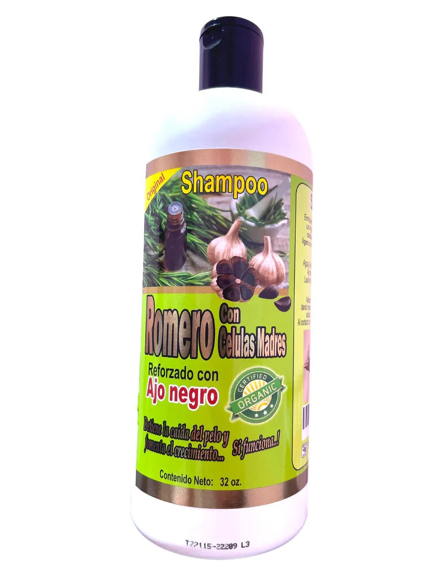 Shampoo de Romero con Células Madre y Ajo Negro para la Caída del Cabello, 2 Pack de 32 Oz