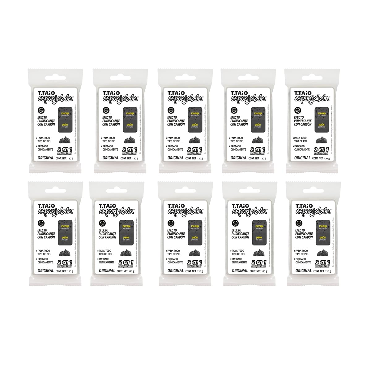 10 Pack Activated Charcoal Soap Sponges for Deep Cleansing