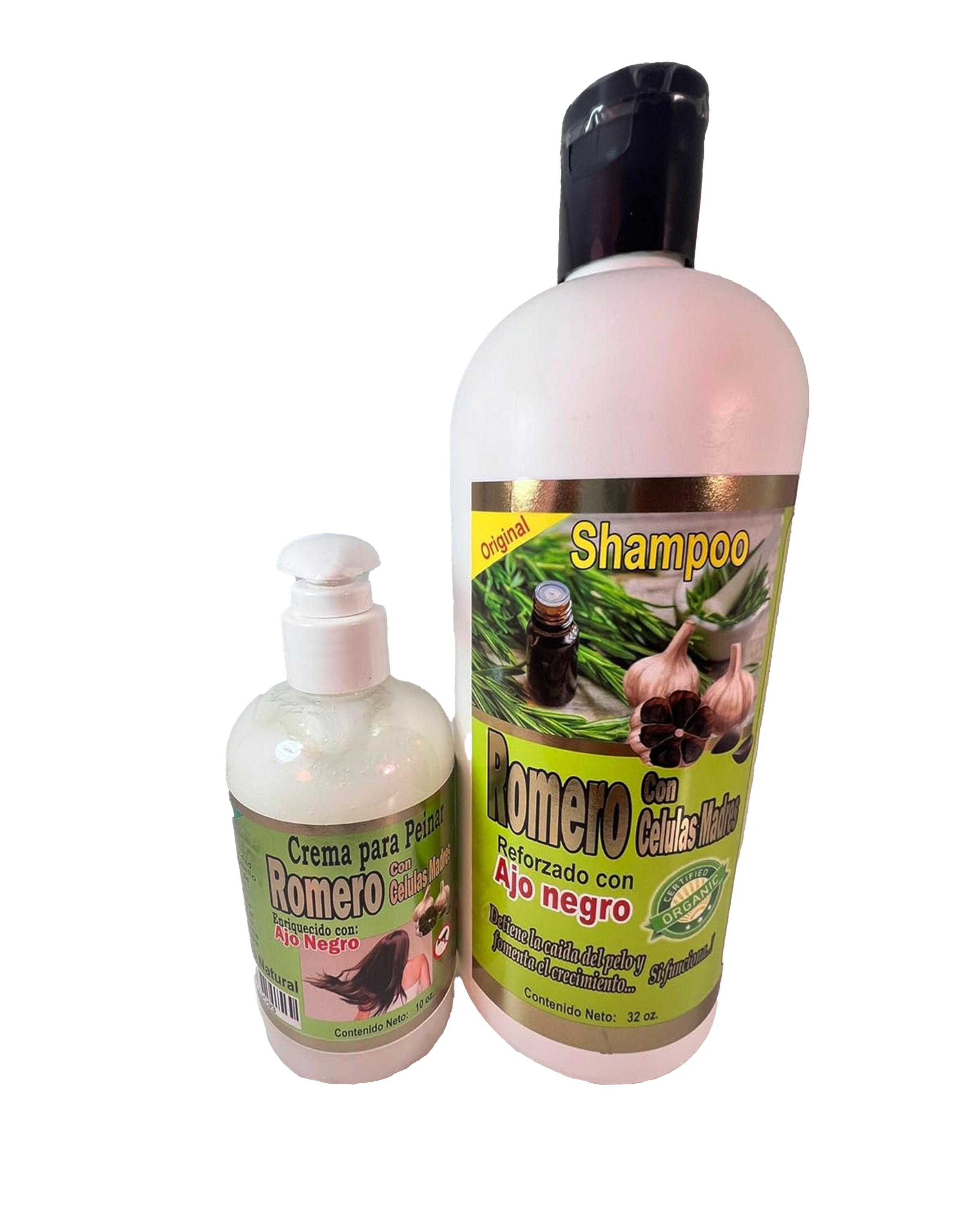 Set Rapunzel Orgánico con Aceite de Coco, Romero y Cola de Caballo – Shampoo, Leave-In y Crema de Peinar para Crecimiento Capilar Natural, Sin Minoxidil