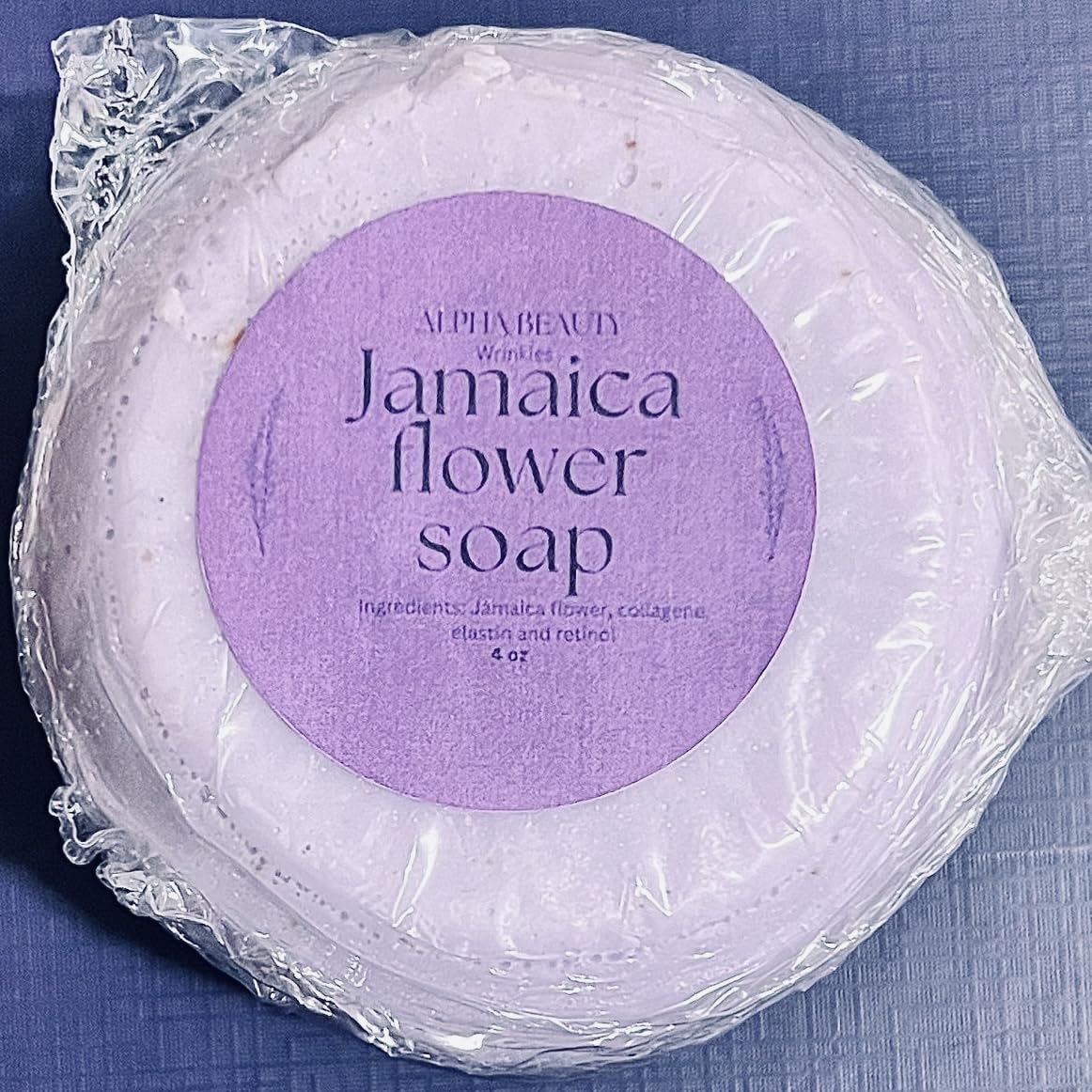 Anti-Aging Jamaica Flower Soap - Collagen, Elastin, Retinol - Alpha Beauty, 4oz, Purple
