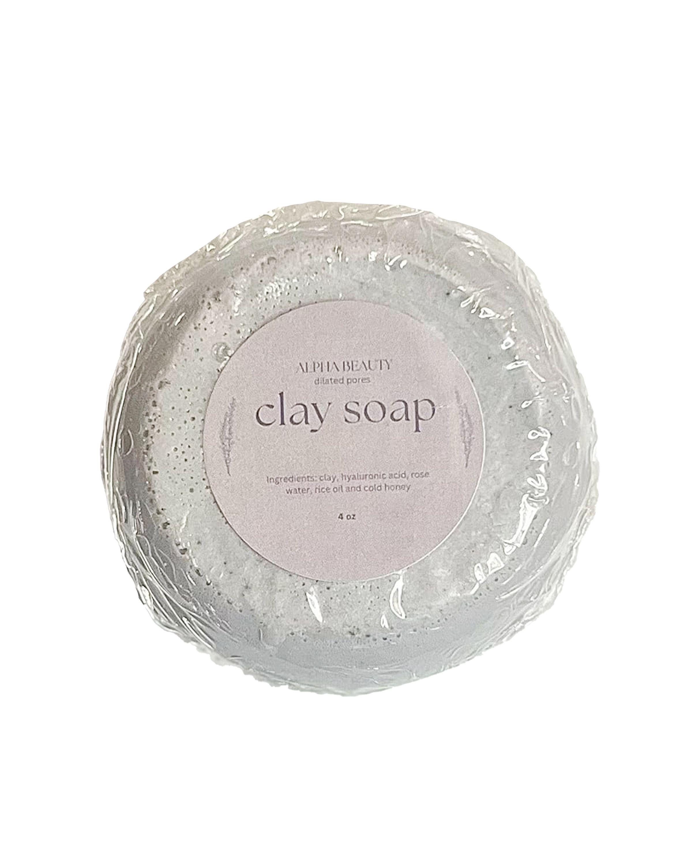 Alpha Beauty Clay Soap for Pores - Hyaluronic Acid, Rose Water, Rice Oil, 4oz