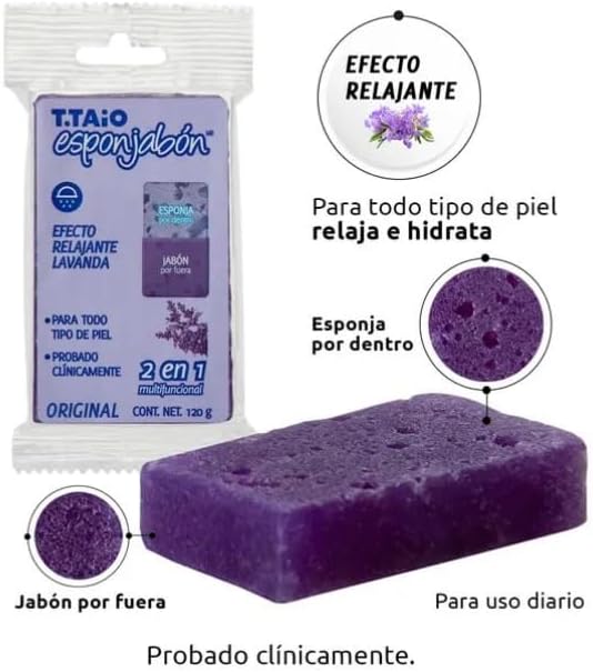 Esponjabón de Lavanda Relajante y Exfoliante 2 en 1, 4.2 oz