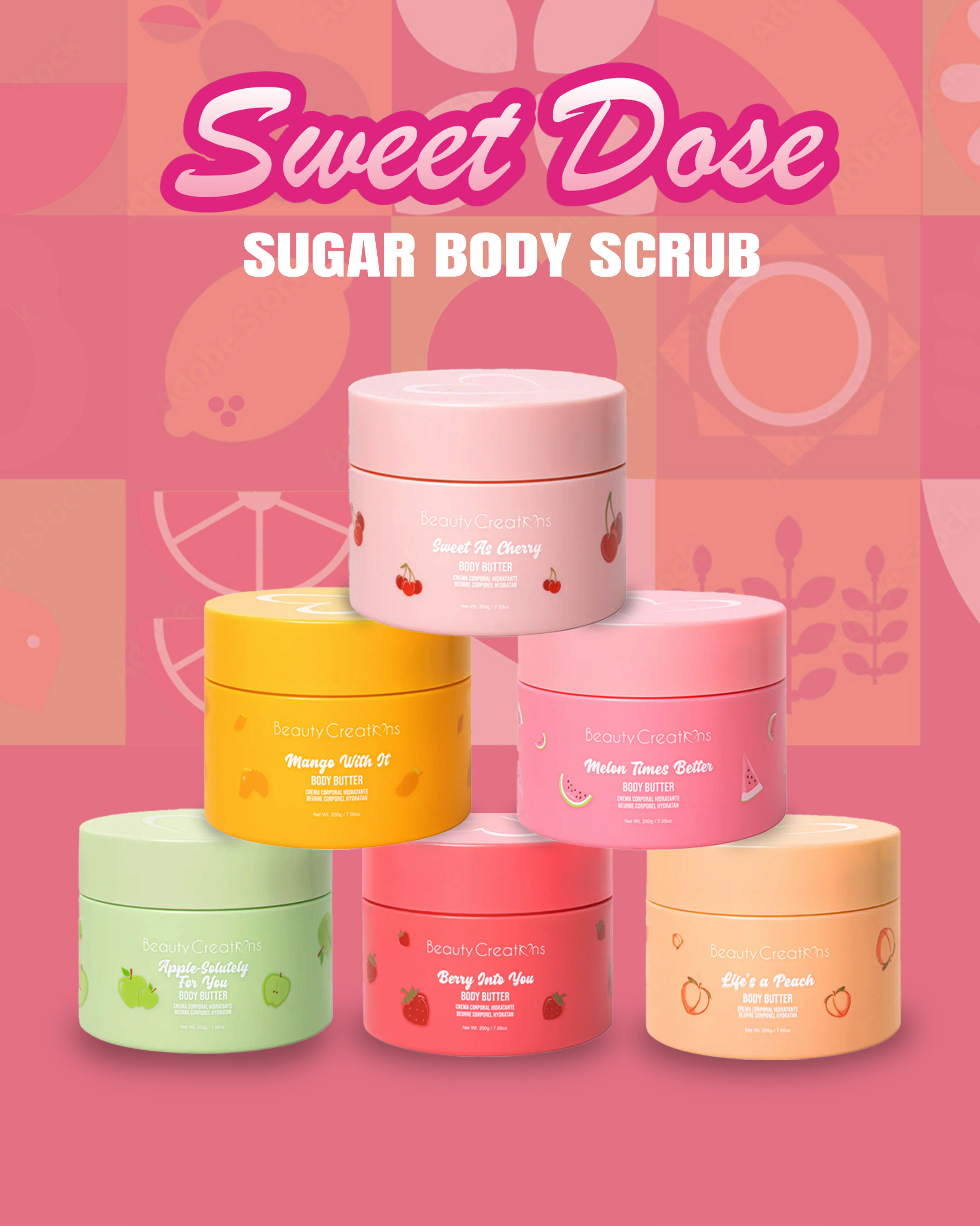 Beauty Creations Sweet Dose Body Scrub – Exfoliating & Hydrating Skincare for Smooth, Glowing Skin