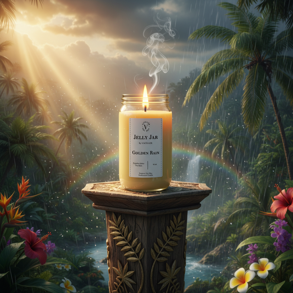 Golden Rain Jelly Jar