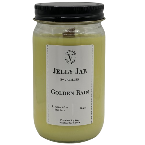 Golden Rain Jelly Jar