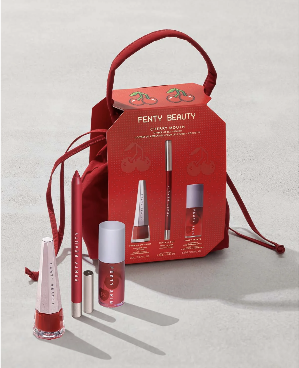 CHERRY MOUTH 3-PIECE LIP SET + POUCH