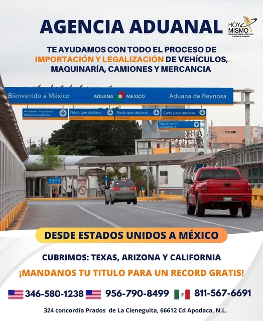 ANTICIPO: Agencia Aduanal HoyMIsmo - Trámite y seguimiento  (American Vehicle Legalization Service)