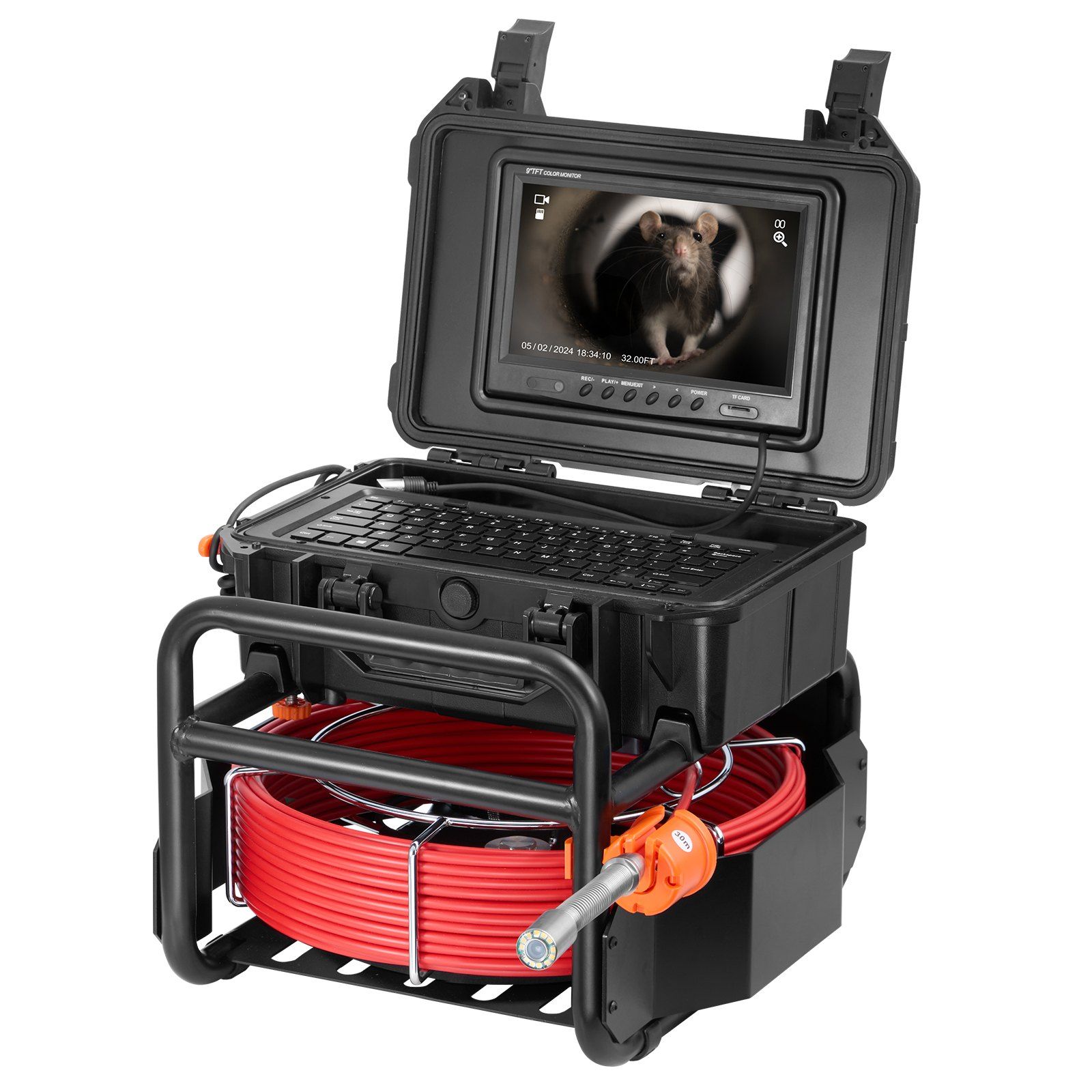 VEVOR Sewer Camera 98 ft/30m Self-Leveling Drain Camera with 512Hz Transmitter