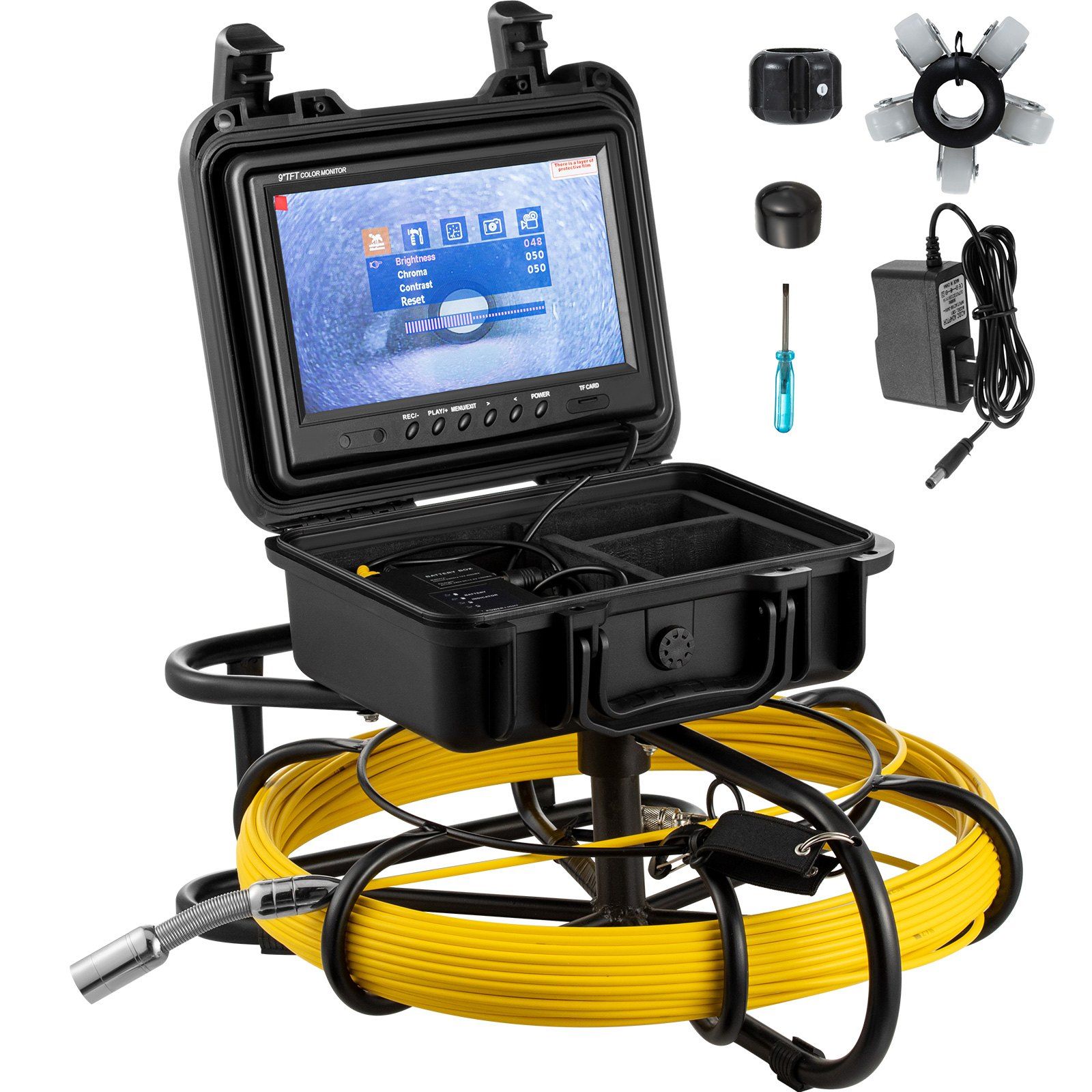 VEVOR Sewer Camera, 150FT, 9" Screen Pipeline Inspection Camera with DVR Function & 8 GB SD Card, Waterproof IP68 Borescope w/LED Lights, Industrial Endoscope for Home Wall Duct Drain Pipe Plumbing