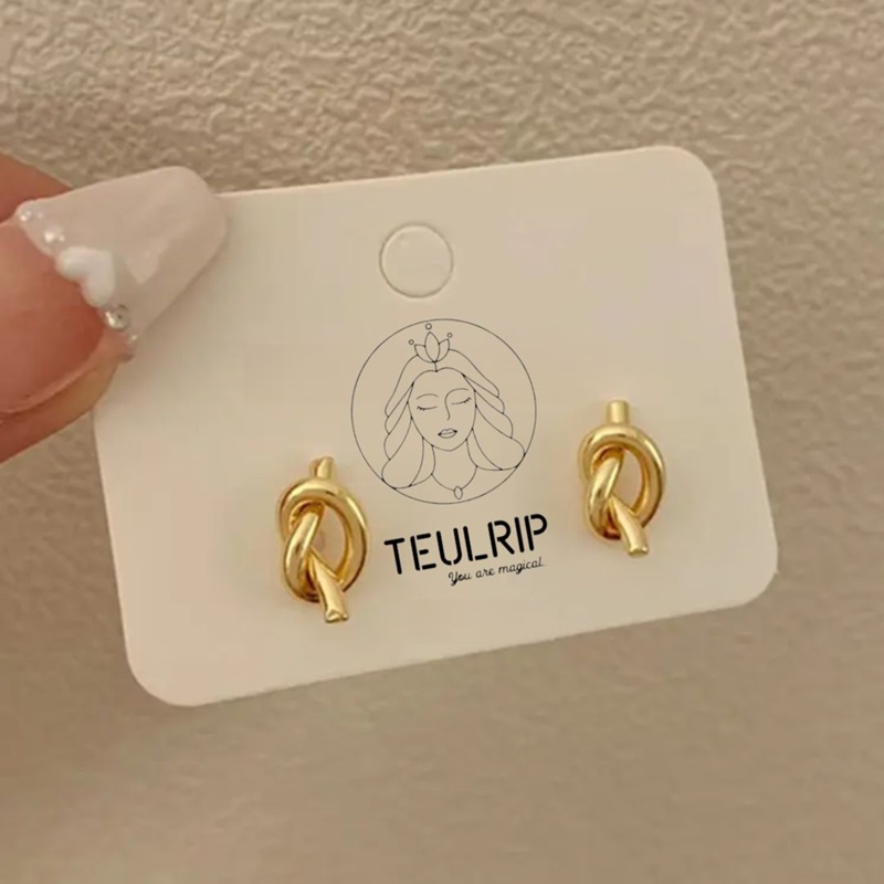 Teulrip Stainless Steel Twisted Rope Stud Earrings, Unisex Jewelry
