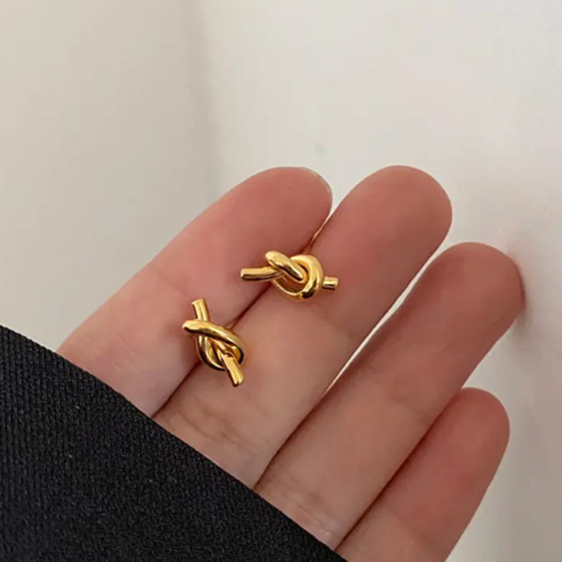 Teulrip Stainless Steel Twisted Rope Stud Earrings, Unisex Jewelry