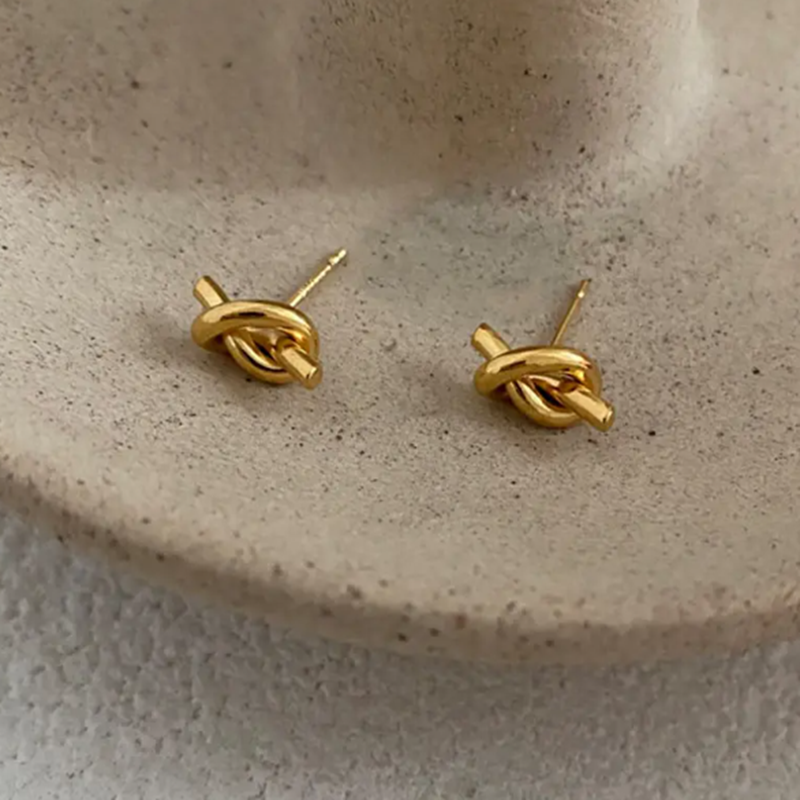 Teulrip Stainless Steel Twisted Rope Stud Earrings, Unisex Jewelry