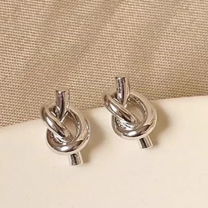 Teulrip Stainless Steel Twist Knot Stud Earrings, Unisex Jewelry