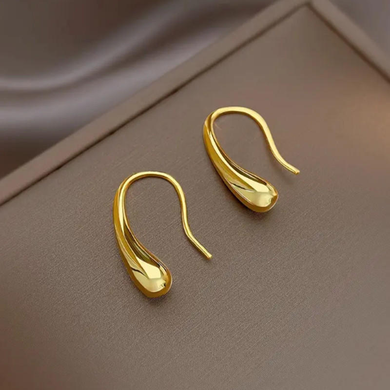 Teulrip Gold Plated Statement Hook Ear Studs -Titanium Steel Earrings for Girls & Women