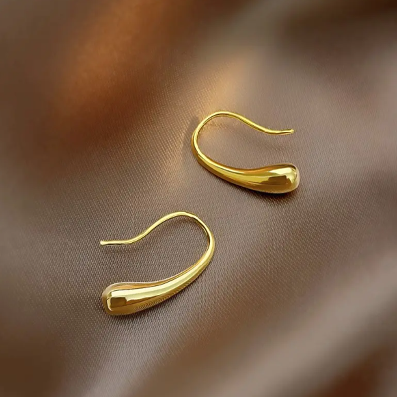 Teulrip Gold Plated Statement Hook Ear Studs -Titanium Steel Earrings for Girls & Women