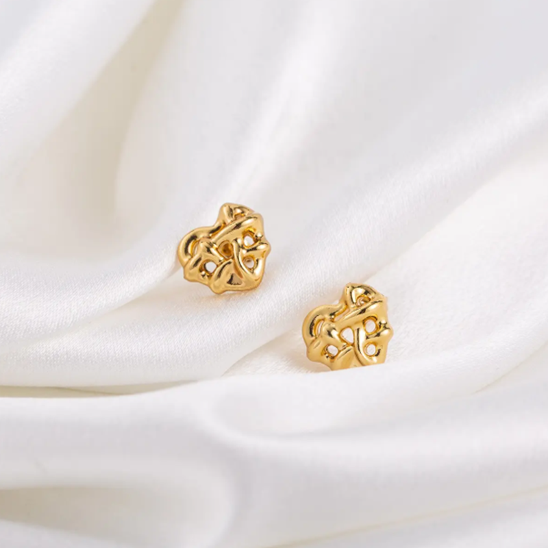 Teulrip Irregular Heart Valentine Geometric Stainless Steel Earrings for Girls & Women