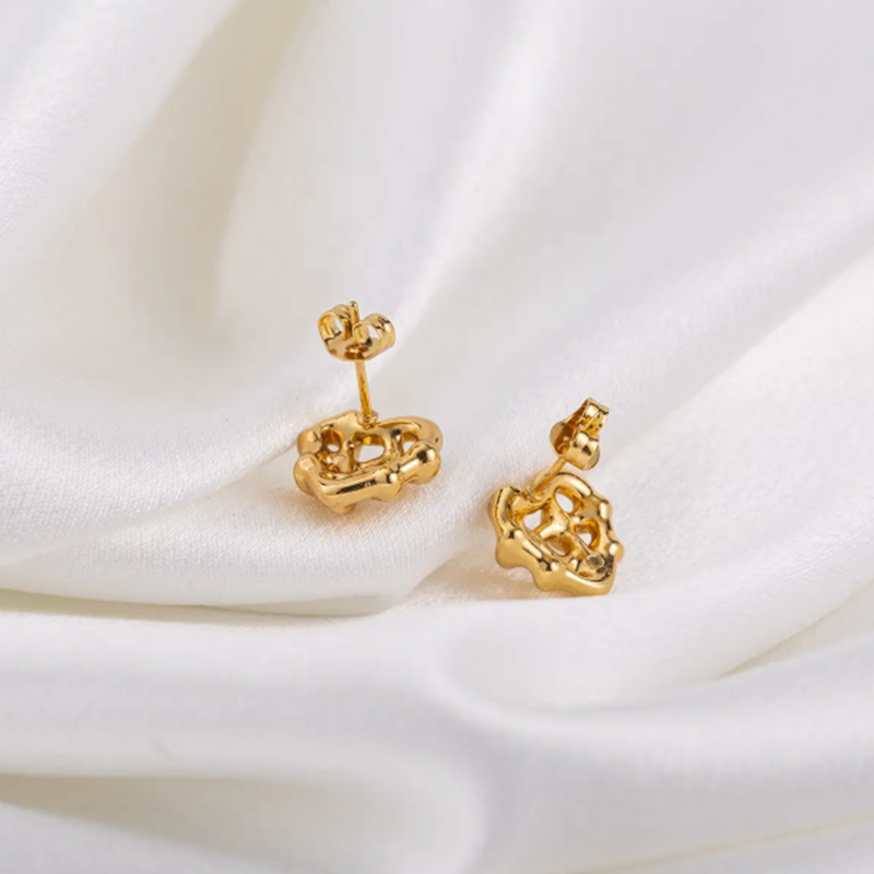 Teulrip Irregular Heart Valentine Geometric Stainless Steel Earrings for Girls & Women