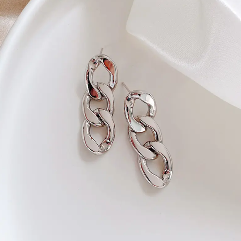 Teulrip Waterproof Stainless Steel Thick Cuban Link Chain Earrings for Girls & Women