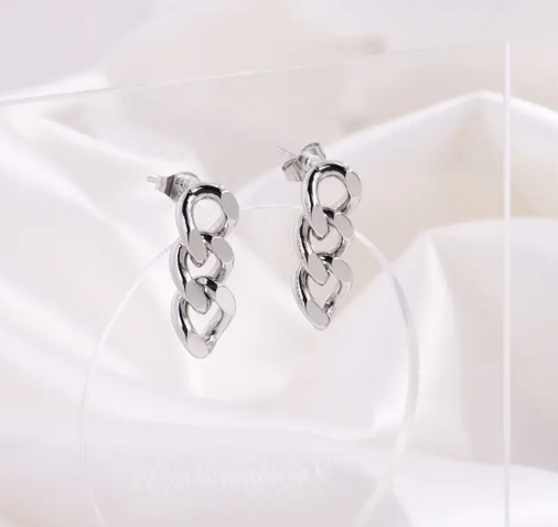 Teulrip Waterproof Stainless Steel Thick Cuban Link Chain Earrings for Girls & Women