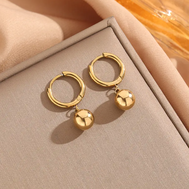 Teulrip Stainless Steel Round Ball Hoop Earrings for Girls & Women