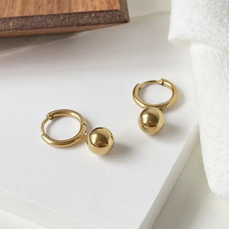 Teulrip Stainless Steel Round Ball Hoop Earrings for Girls & Women