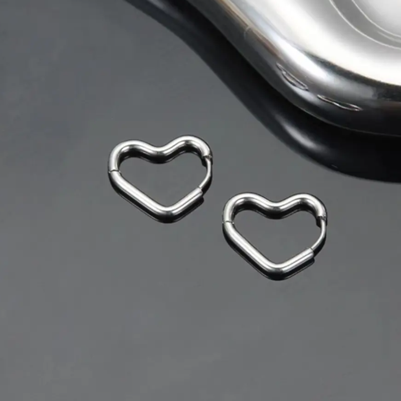 Teulrip Valentine Heart Hoop Huggie, Stainless Steel Earrings for Girls & Women 