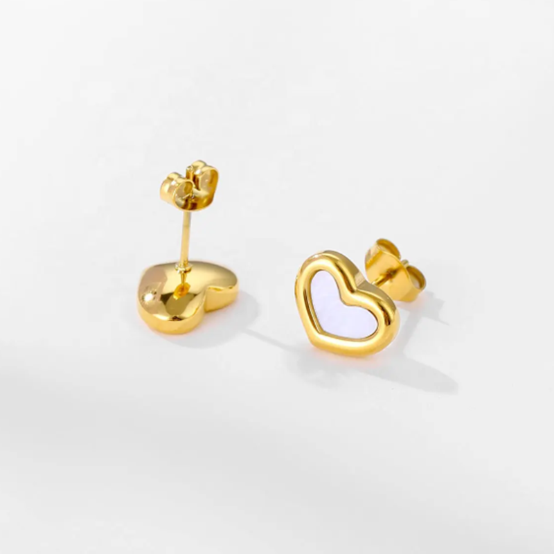 Teulrip Heart Opal Shell Stud Earrings, Exquisite Stainless Steel Jewelry for Girls & Women 