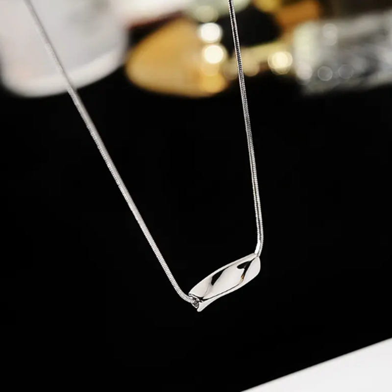 TEULRIP Stainless Steel Twisted Pendant Necklace - Modern & Elegant Jewelry for Girls & Women