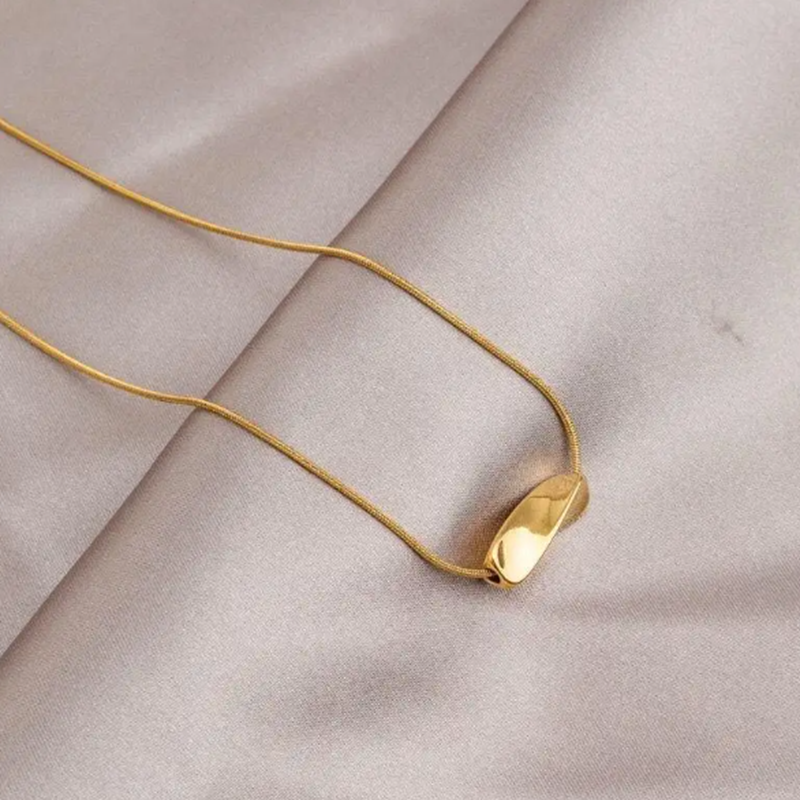 TEULRIP Stainless Steel Chain Irregular Twist Bead Necklace - Elegant Jewelry for Girls & Women