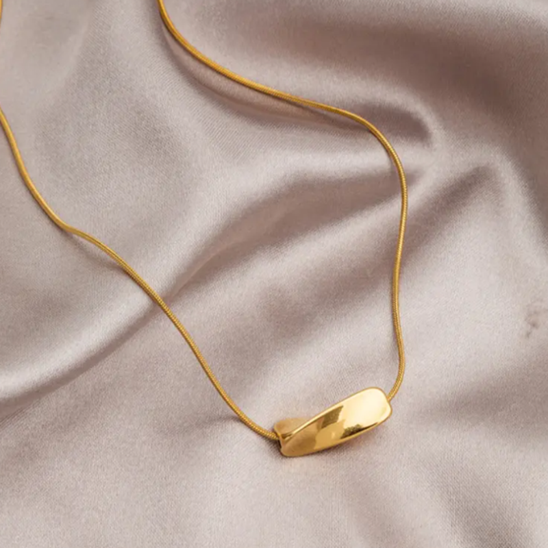 TEULRIP Stainless Steel Chain Irregular Twist Bead Necklace - Elegant Jewelry for Girls & Women