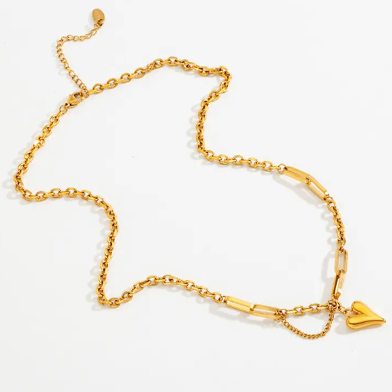 TEULRIP Stainless Steel Slender Valentine Heart Pendant Necklace for Girls & Women