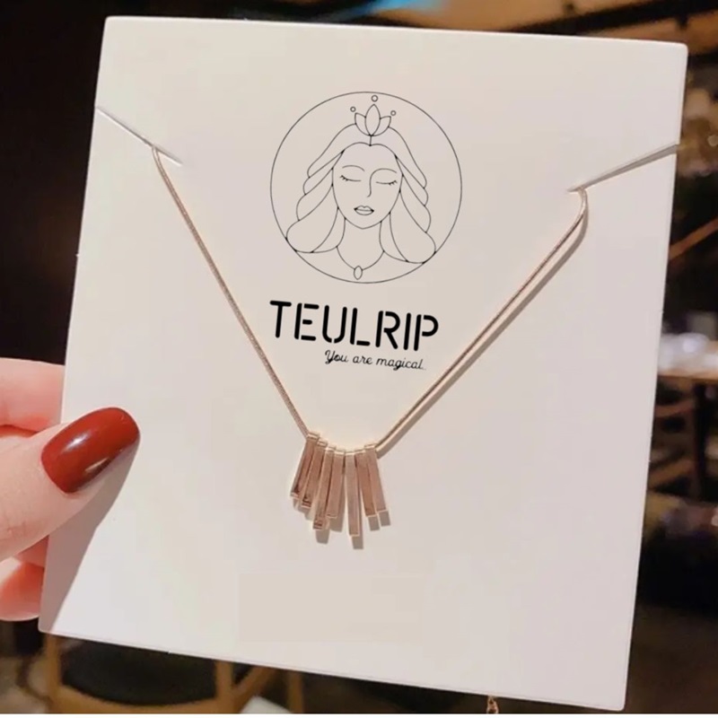 TEULRIP Rose Gold Stainless Steel Irregular Small Square Pendant Necklace for Girls & Women