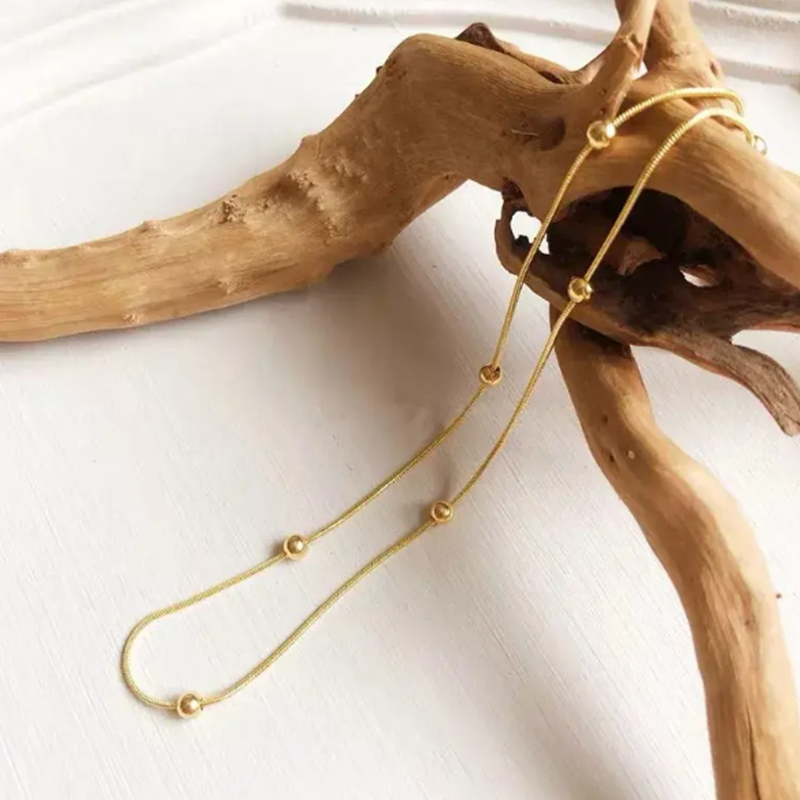 TEULRIP Gold Plated Herringbone Snake Stainless Steel Chain Necklace for Girls & Women