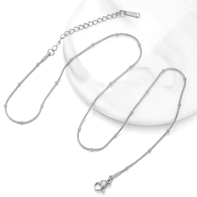 TEULRIP Simple Basic Silver Chain , Stainless Steel Necklace for Girls & Women