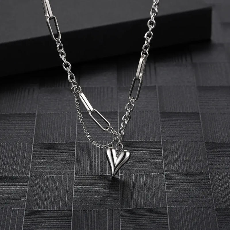 TEULRIP Stainless Steel Valentine Heart Layered Necklace for Girls & Women