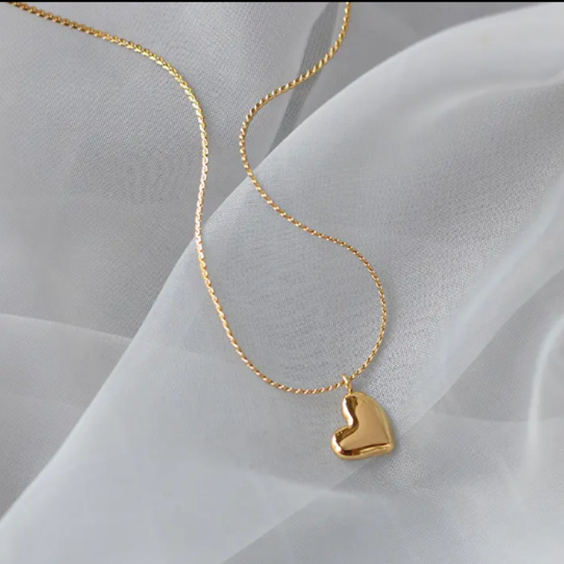 TEULRIP Gold Plated Fashion Valentine Heart Chain - Stainless Steel, No Fade Necklace 