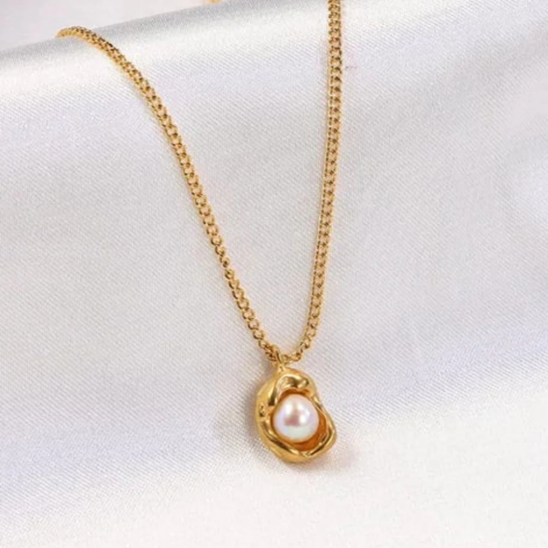 TEULRIP Dainty Gold Plated with  Irregular Pearl Pendant Fashion Necklace for Girls & Women