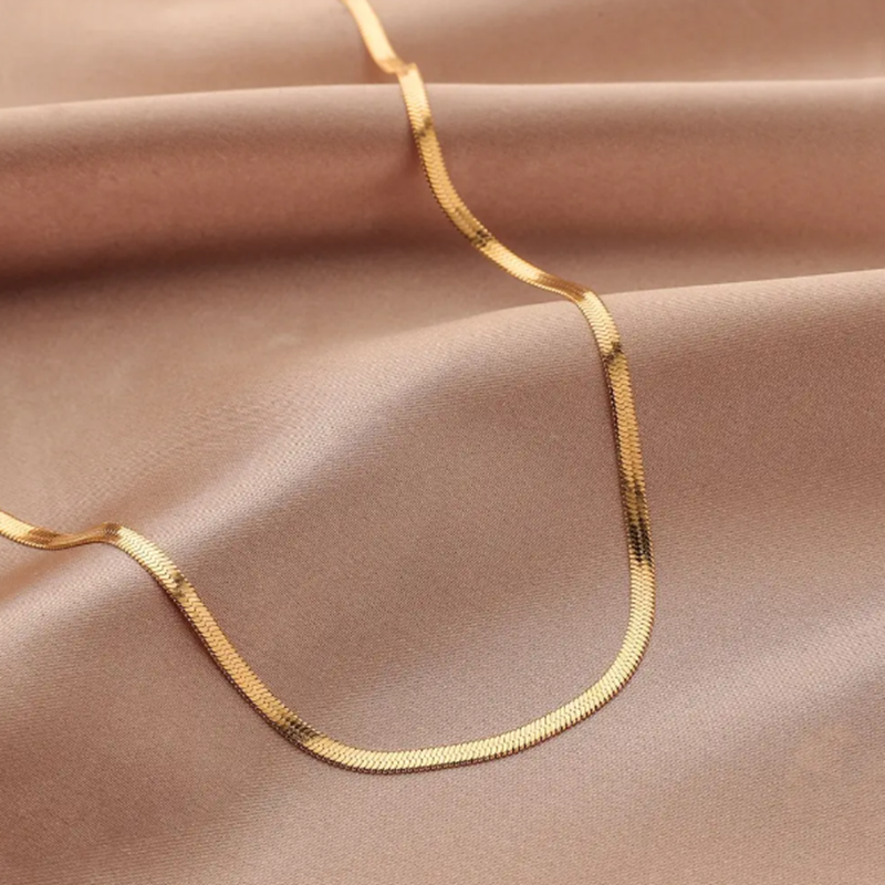 TEULRIP Gold Plated Titanium Steel Snake Chain Necklace Unisex Jewelry 