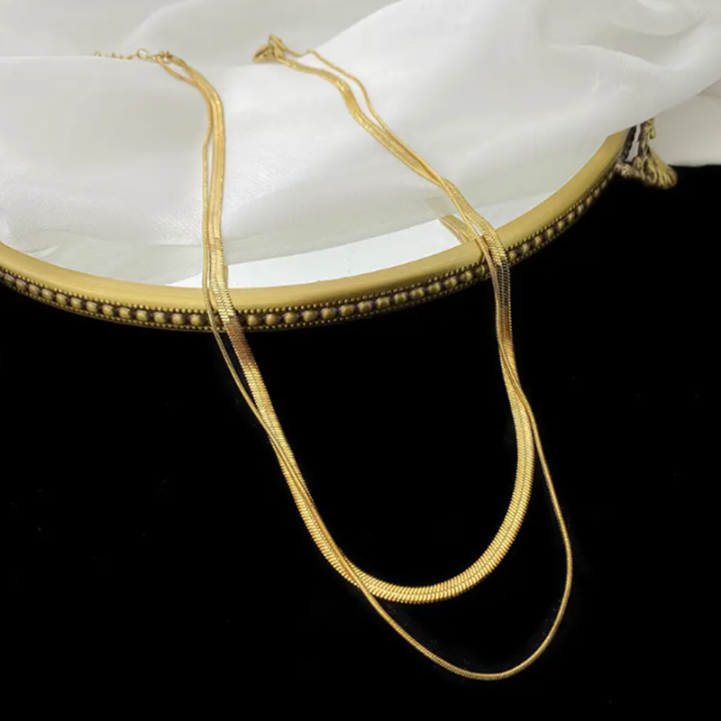 TEULRIP Bilayer Snake Chain - Stainless Steel Chunky Necklace -Unisex Jewellery