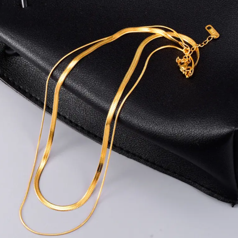 TEULRIP Bilayer Snake Chain - Stainless Steel Chunky Necklace -Unisex Jewellery