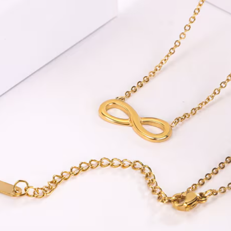 TEULRIP Stainless Steel Gold Plated Infinity Shape Necklace ­ No Fade Jewelry for Girls & Women