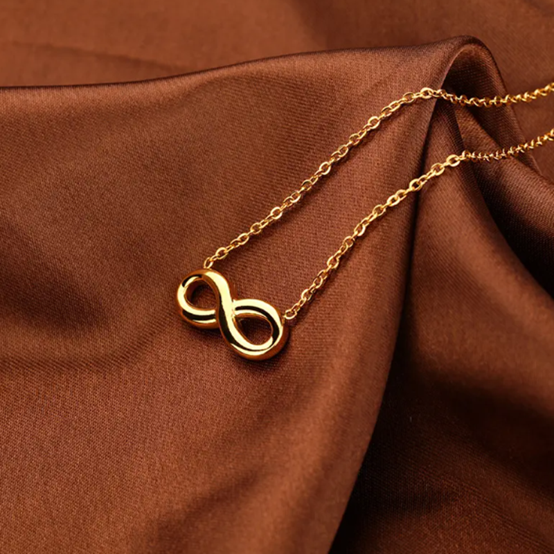 TEULRIP Stainless Steel Gold Plated Infinity Shape Necklace ­ No Fade Jewelry for Girls & Women