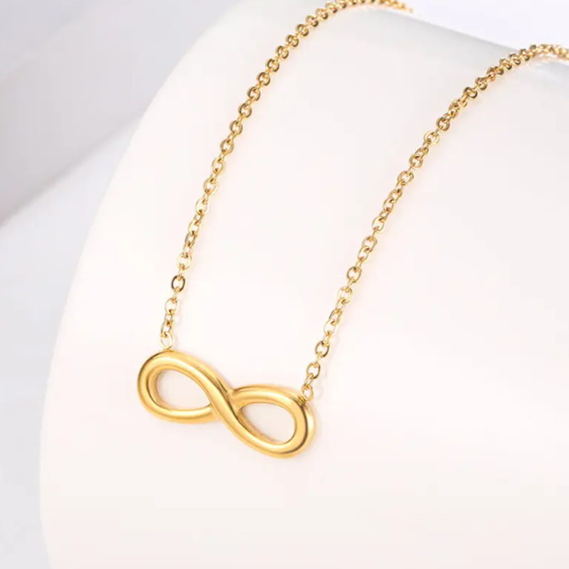 TEULRIP Stainless Steel Gold Plated Infinity Shape Necklace ­ No Fade Jewelry for Girls & Women