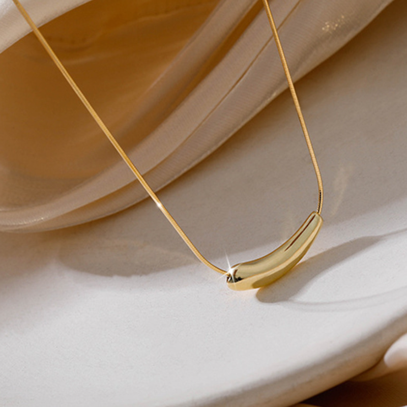 TEULRIP New Stainless Steel Small Eggplant Pendant Necklace  Minimalist Jewelry for Girls & Women