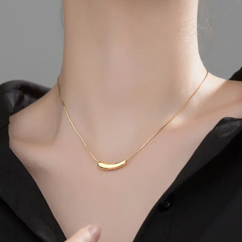 TEULRIP New Stainless Steel Small Eggplant Pendant Necklace  Minimalist Jewelry for Girls & Women