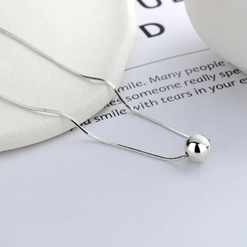 TEULRIP Silver Round Ball Thin Snake Chain -  Elegant Stainless Steel Necklace 