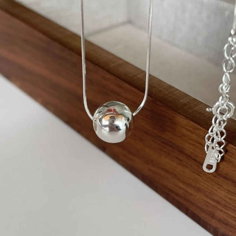 TEULRIP Silver Round Ball Thin Snake Chain -  Elegant Stainless Steel Necklace 