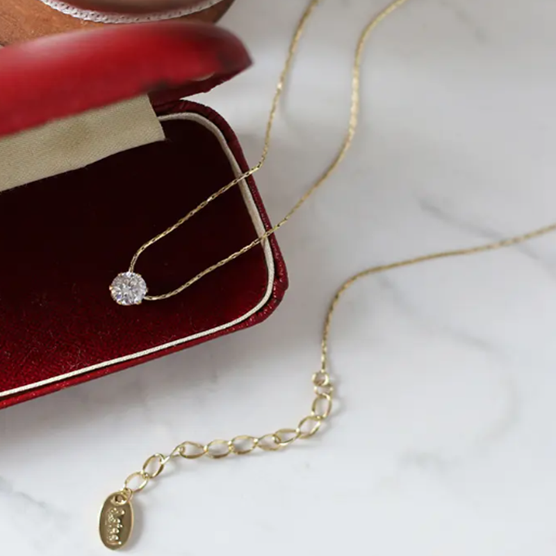 TEULRIP Stainless Steel Cubic Zircon Keel Diamond Necklace - Elegant Jewelry for Girls & Women